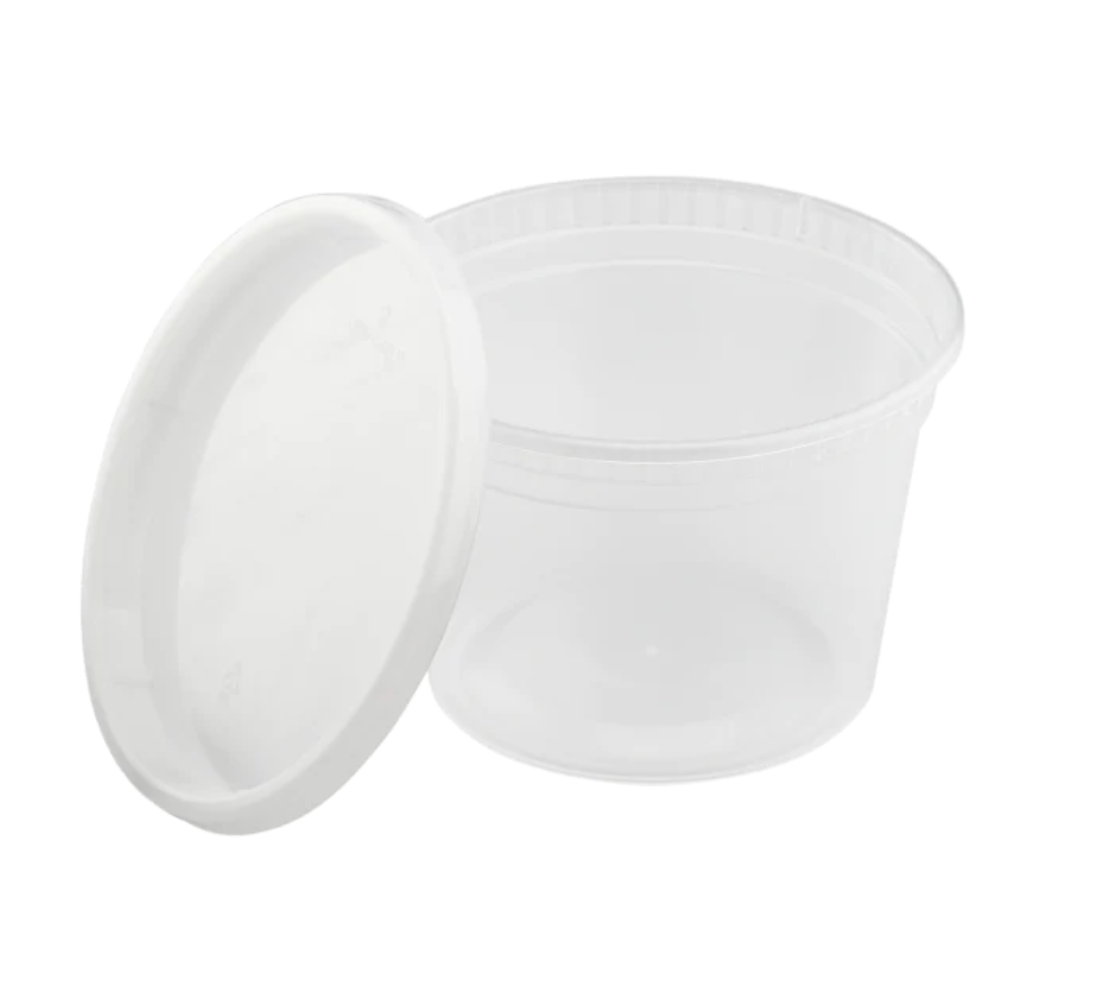 16 oz PP Heavy Duty Plastic Deli Container with Lids, Clear – 240
