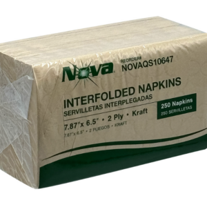 nova kraft interfolded dispenser napkin 8 x 6.5, kraft, 2 ply 24/250 cs