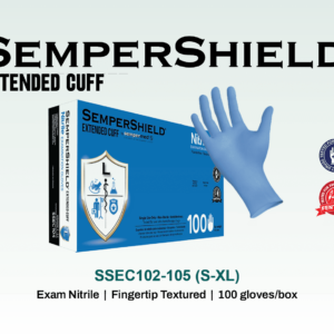 sempershield extended cuff nitrile, powder free, exam grade 100 gloves/box, 10 boxes/case